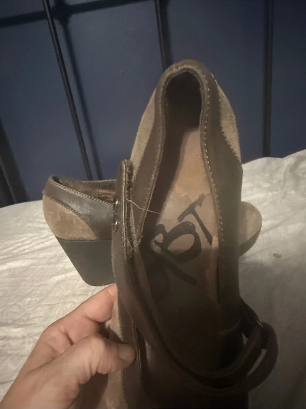 b.o.c. Brown Suede and Leather Wedge Mary Janes